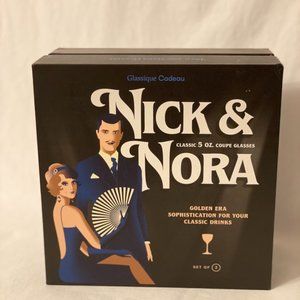 Set of 2 Retro Nick and Nora Coupe Glasses Vintage Crystal 5 oz